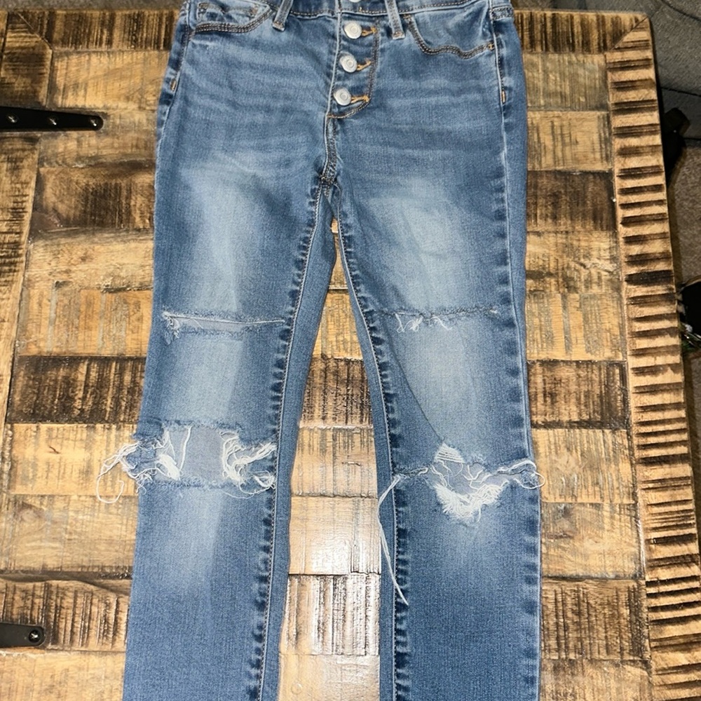 Ripped blue jeans!